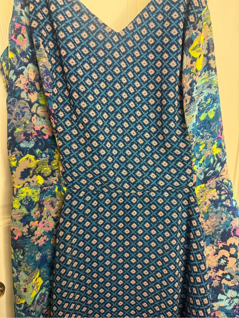 Fire Los Angeles Multicolor Geometric Floral Spaghetti-Strap Summer Dress Size M - Picture 4 of 10